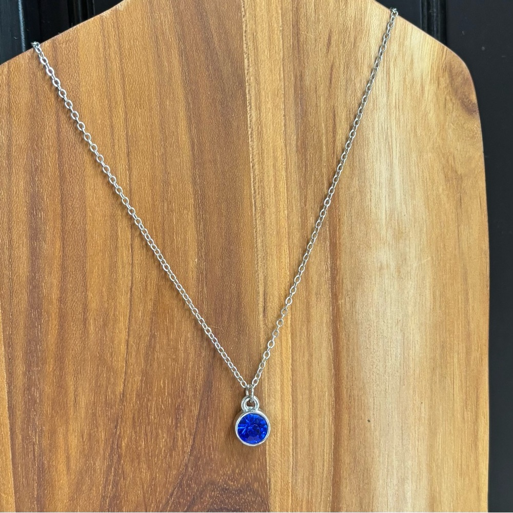 Delicate Silver Necklace with Beautiful Blue Pendant